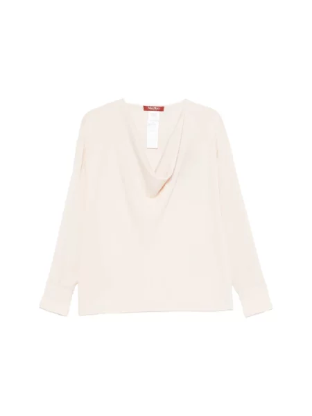 Bluzka Max Mara Studio z dekoltem w łódkę beżowa