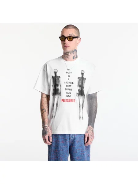 Tricou PLEASURES Machine T-Shirt White L alb