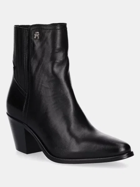 Tommy Hilfiger ghete chelsea de piele WESTERN MID HEEL LEATHER CHELSEA negru
