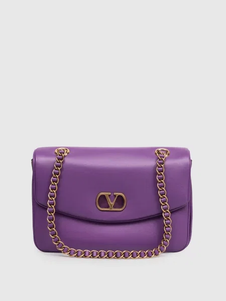 Шкіряна сумка Djuna Valentino фіолетова