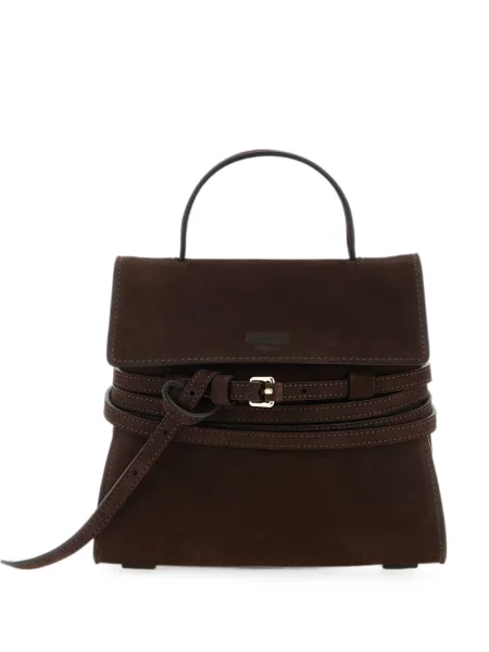 Geantă shopper Moschino din nubuc cu legături maro