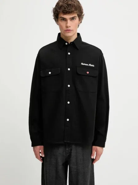 Košile Human Made OVERSIZED relaxed s klasickým límcem černá