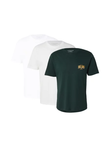 JACK & JONES Tricou JJAero gri deschis / verde închis / portocaliu alb