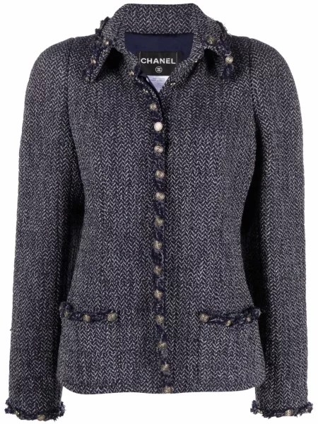 Jednořadá bunda Chanel Pre-owned modrá