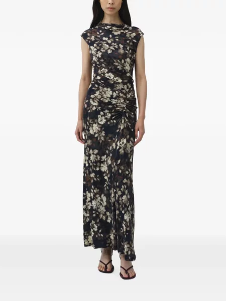 Rochie maxi Simkhai cu model floral cu imagine drapată negru