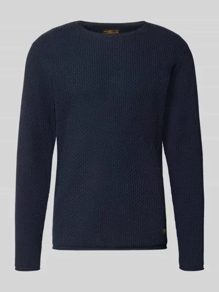 Sweter z dzianiny z fakturowanym wzorem model BLUMASON' Jack & Jones Premium granatowy