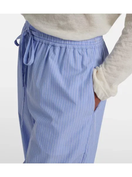 Pantaloni The Row cu dungi albastru