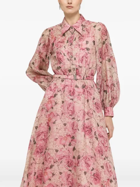Rochie midi Nissa cu model floral cu imagine roz