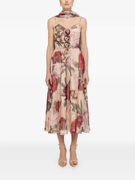 Rochie florală Nissa de mătase cu model floral