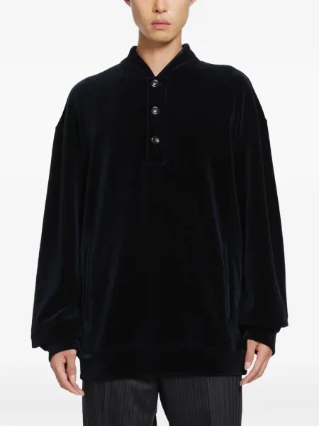 Tricou polo Giorgio Armani de catifea albastru