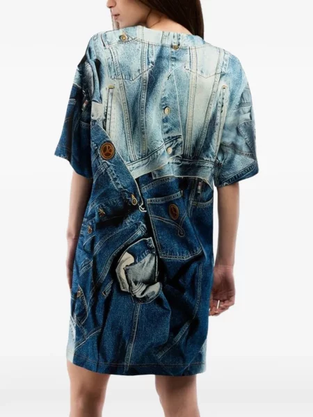 Scurt rochie din denim Moschino cu imagine albastru