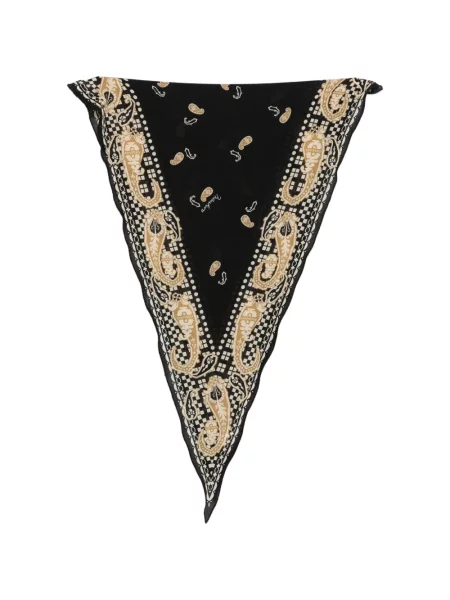 Fular Mantero 1902 de mătase cu imagine cu model paisley negru