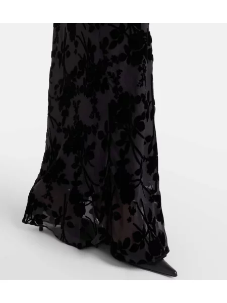 Rochie Rodarte de catifea cu model floral negru