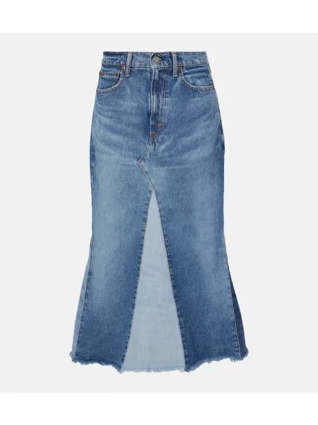 Fustă din denim Polo Ralph Lauren până la genunchi albastru