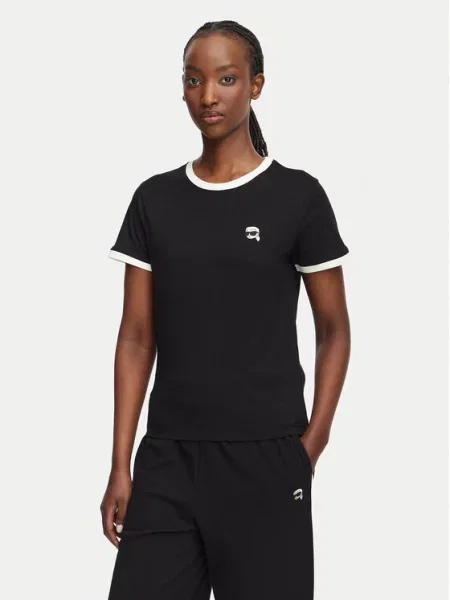 KARL LAGERFELD Tricou Ikon Patch negru