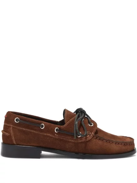 Pantofi loafer Aeyde cu șireturi din piele de căprioară maro