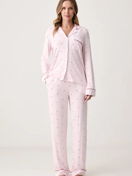DKNY dvoudílné pyžamo s viskózou růžové