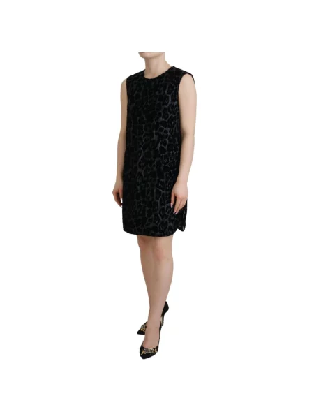 Sukienka mini Dolce And Gabbana bez rękawów w panterkę czarna