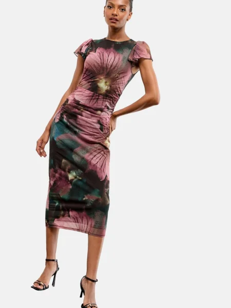 Lipsy Rochie maro / verde / roz / negru alb