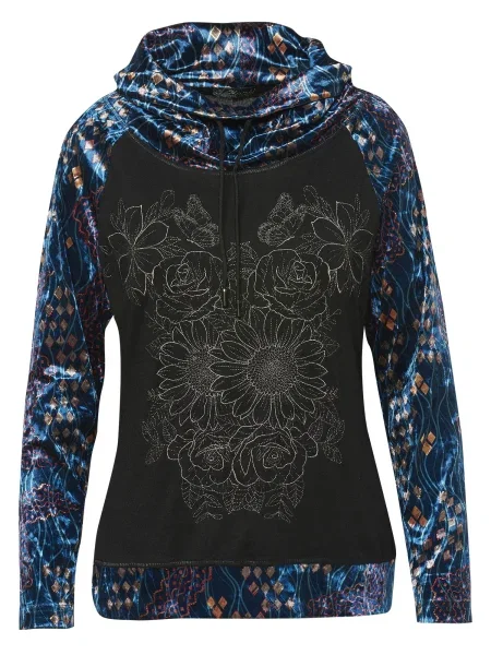 KOROSHI Tričko ultramarínová / svetlohnedá / svetlosivá čierna