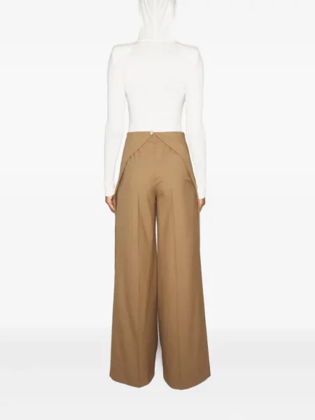Spodnie Mugler plisowane kopertowe brązowe