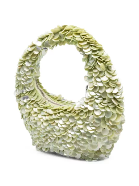 Geantă shopper Staud cu paiete verde
