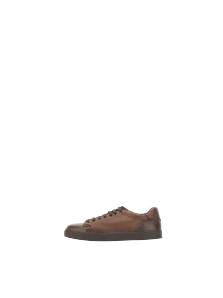 Sneakersy Doucal's skórzane brązowe
