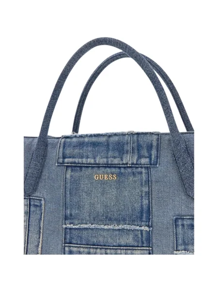 Guess geantă shopper pentru femei din denim JODI albastru