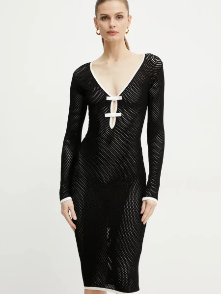 Elisabetta Franchi rochie midi mulata negru