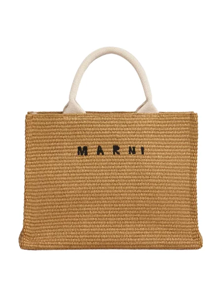 Torba plażowa Marni pleciona brązowa
