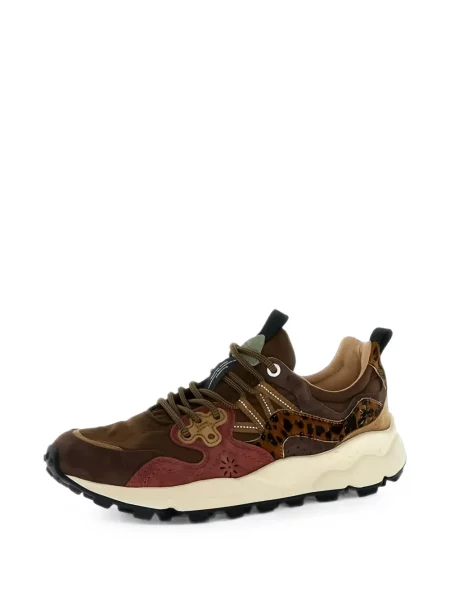Sneakerși Flower Mountain cu model floral cu imagine maro