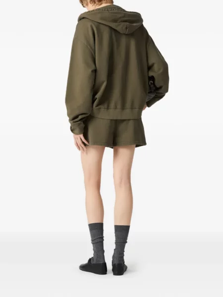 Hanorac cu glugă Miu Miu cu broderie verde