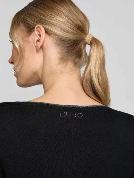 Kardigan o kroju slim fit z mieszanki model MAGLIA APERTA' Liu Jo White czarny