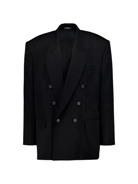 Geacă Balenciaga de lână cu două rânduri de nasturi negru