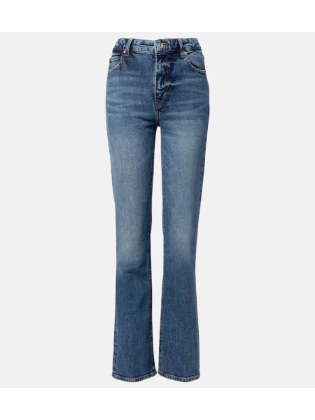 Proste jeansy Frame z przetarciami niebieskie