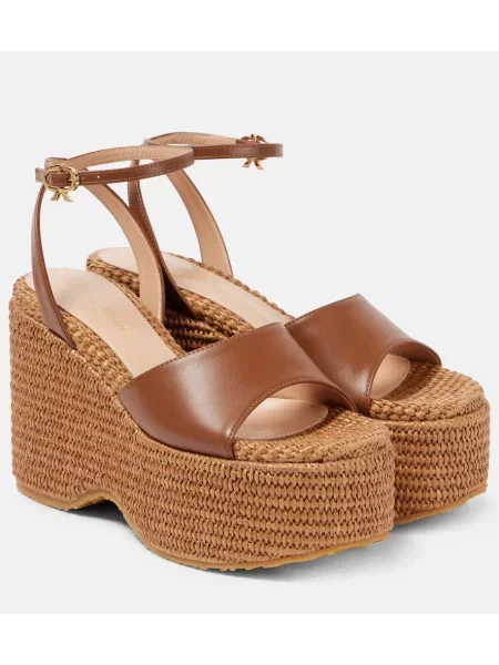 Espadrile Gianvito Rossi din piele cu platformă maro