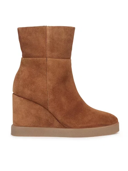 Μποτάκια Geox D Elidea Wedge καφέ
