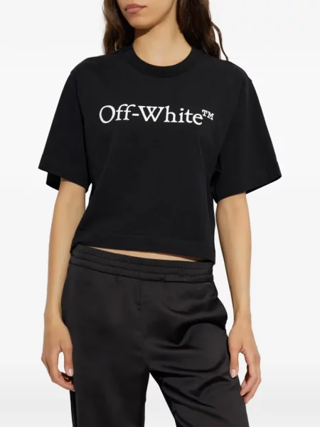 Decupat tricou Off-white cu imagine alb