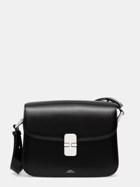 A.P.C. geantă de piele Sac Grace negru