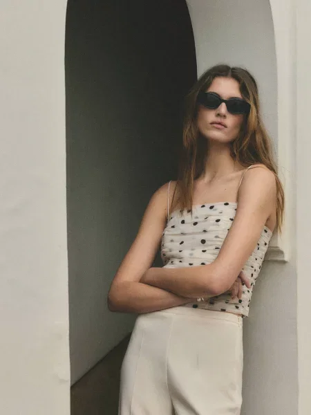 Топ MANGO DRAP бежевий