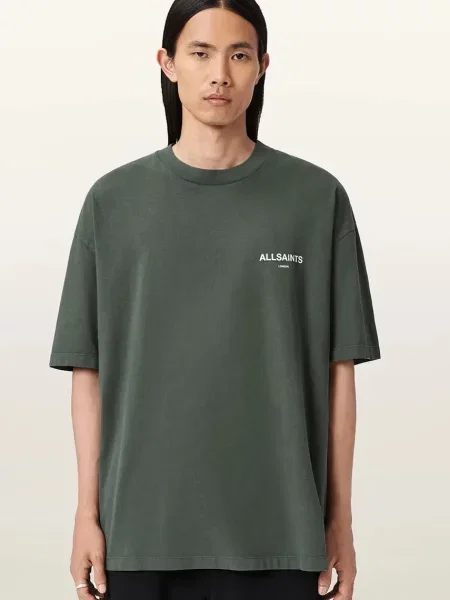 AllSaints tricou din cu imprimeu verde