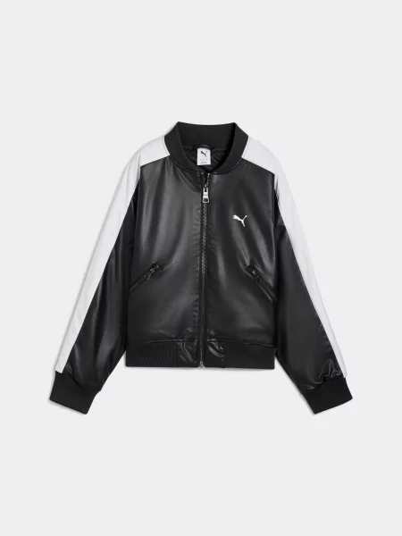 Бомбер PUMA T7 Pleather Bomber комбінований верх чорний