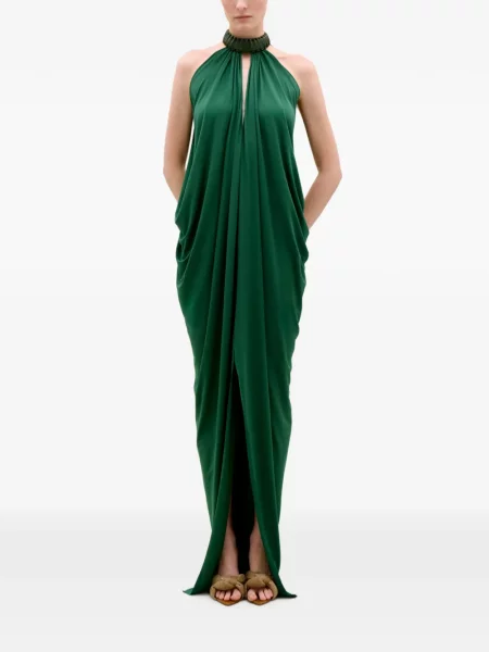 Rochie maxi Silvia Tcherassi drapată cu gât halter verde