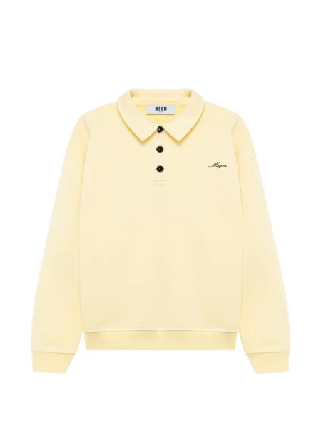 Gulerat tricou polo Msgm cu broderie galben