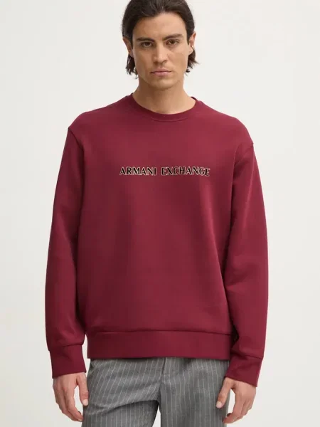 Суитчър Armani Exchange с принт винено червено