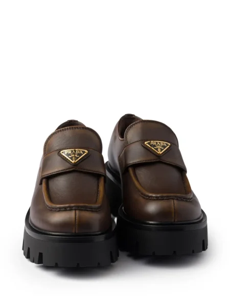 Pantofi loafer Prada cu platformă maro