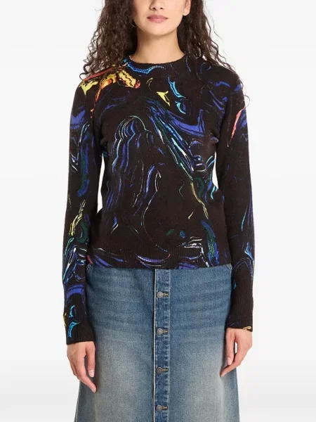 Pulover Desigual cu imagine cu imprimeu abstract negru