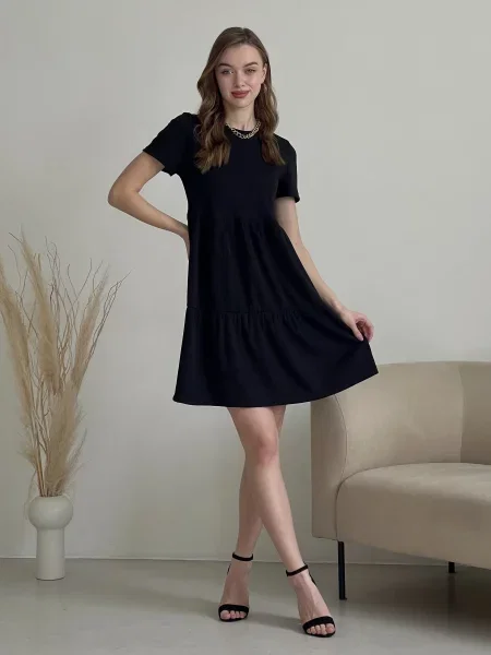 Silvio Merlini Сукня міні Бавовна/акрил чорний