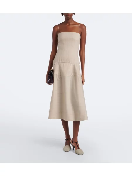 Rochie midi Jacquemus de lână bej
