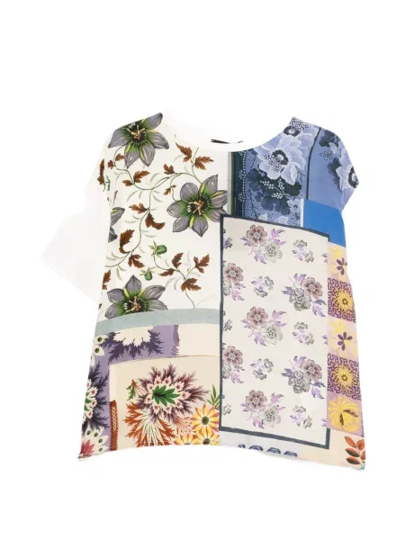 Tricou Weekend Max Mara cu model floral cu imagine alb